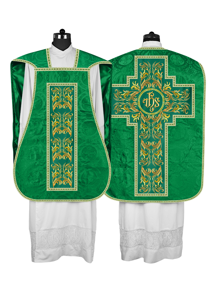 Roman Chasuble Vestment With Woven Braids and Trims
