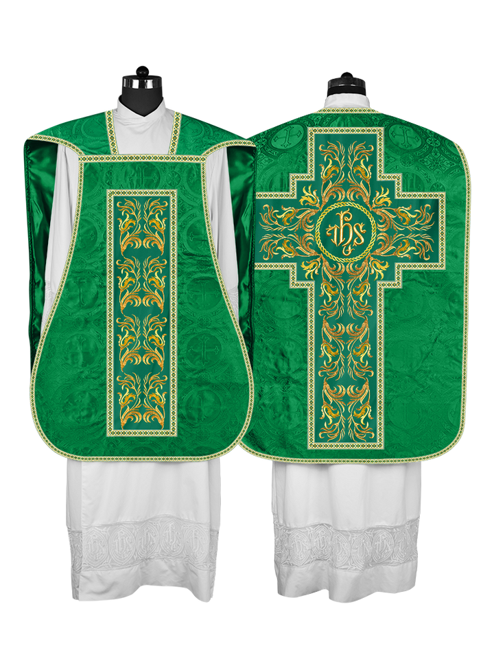 Roman Chasuble Vestment With Woven Braids and Trims