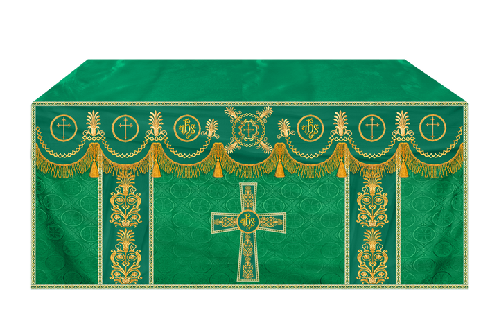 Traditional Altar Cloth with Embroidered Cross & Braided Trims