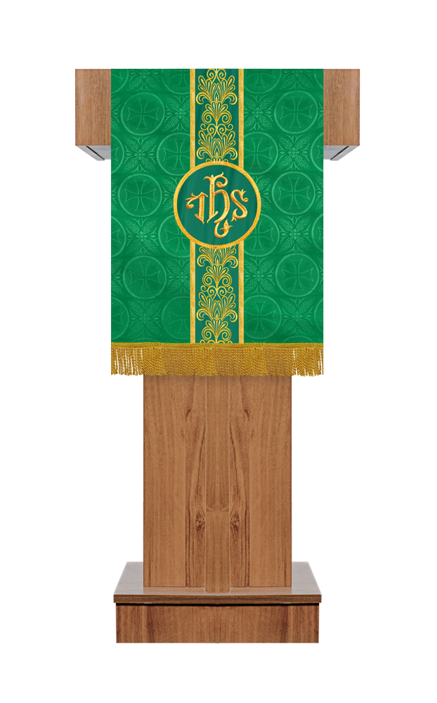 Traditional Altar Cloth Adorned with Embroidered Trims and Motif