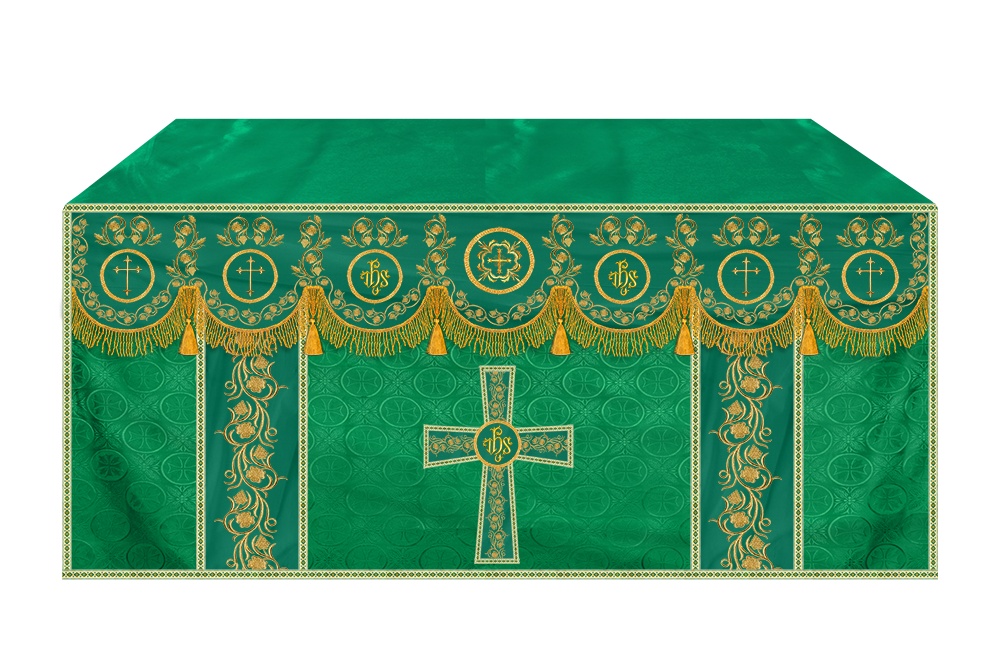 Embroidered Altar Cloth Embellished with Spiritual Motifs