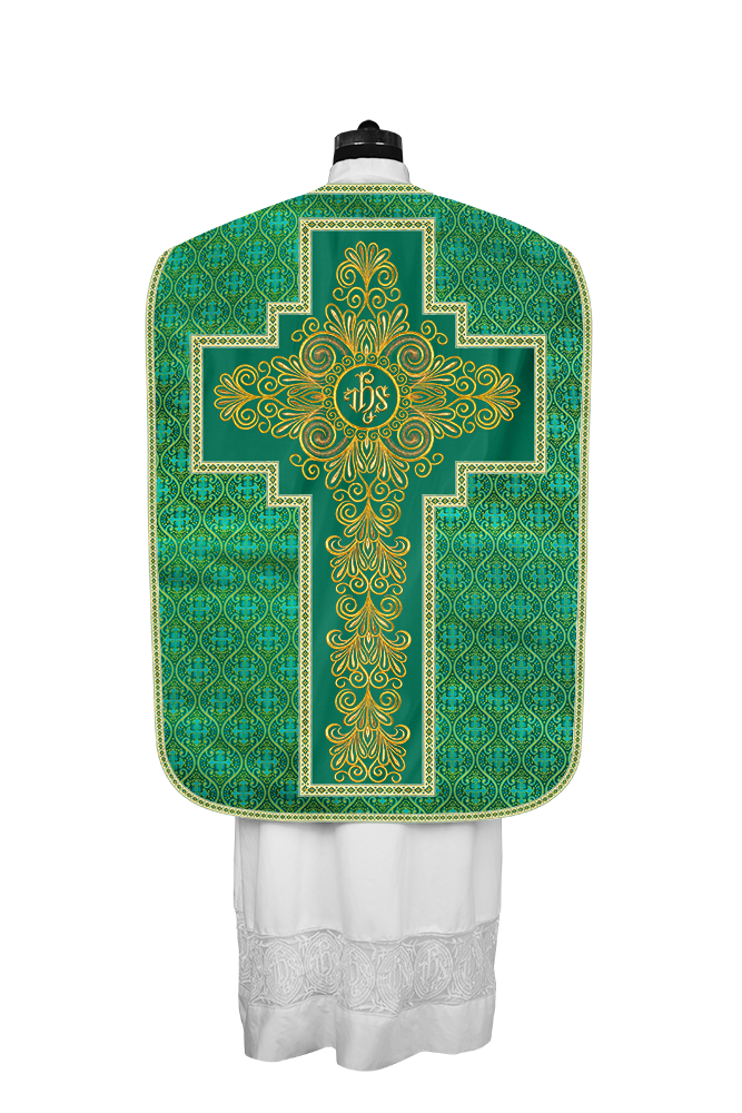 Roman Chasuble Vestment enriched With Coloured Braids and Trims