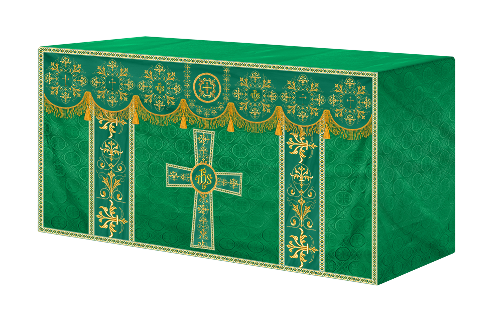 Embroidered Liturgical Church Altar Cloth with Spiritual Motif