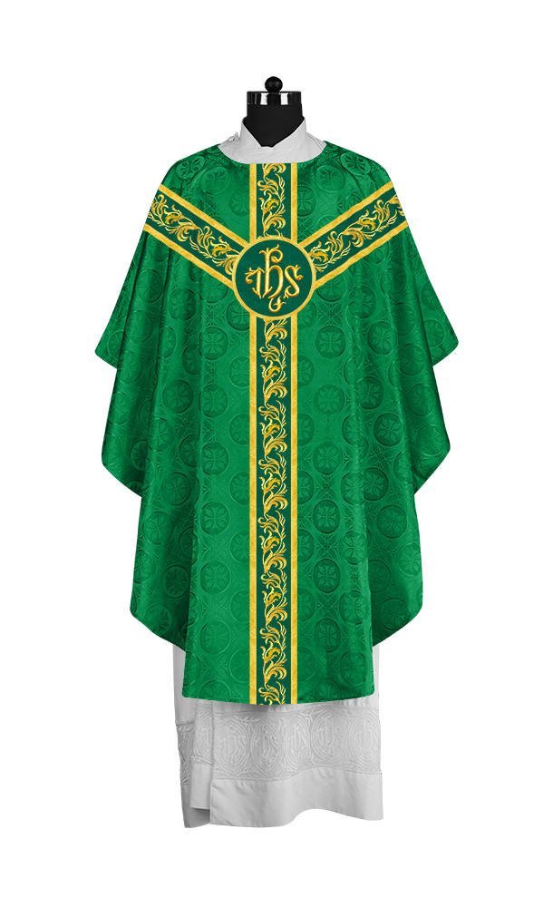 Liturgical Chasuble Vestment with Spiritual Motif Embroidery