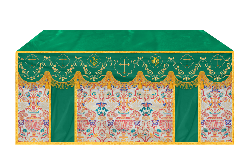 Floral Embroidery Tapestry Altar Cloth with motif