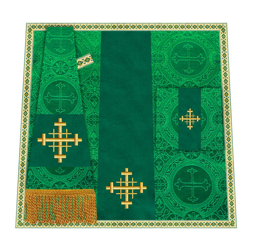 Liturgical Cross Embroidered Mass Set and braided trims