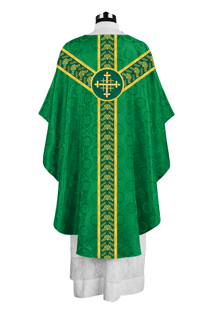 Traditional Gothic Chasuble Vestment with Embroidered Orphrey