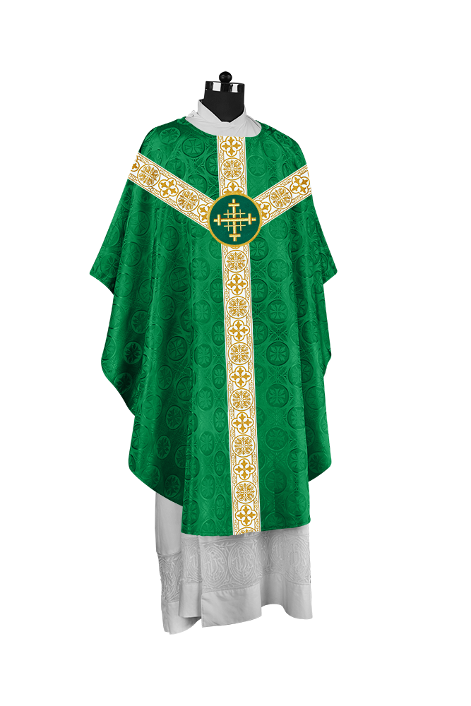 Priest Chasuble with Classic Braided Orphrey and Trims