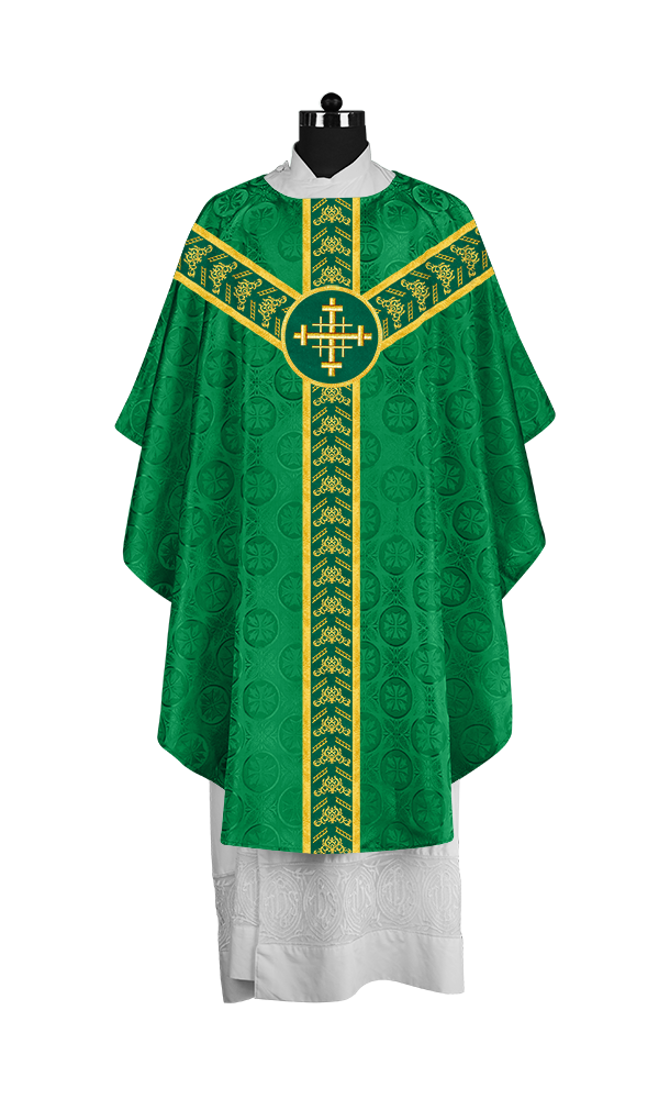 Traditional Gothic Chasuble Vestment with Embroidered Orphrey