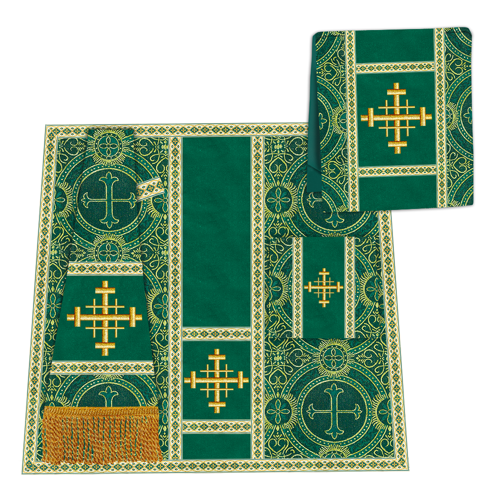 Gothic Chasuble Vestment with Embroidered Cross and Trims