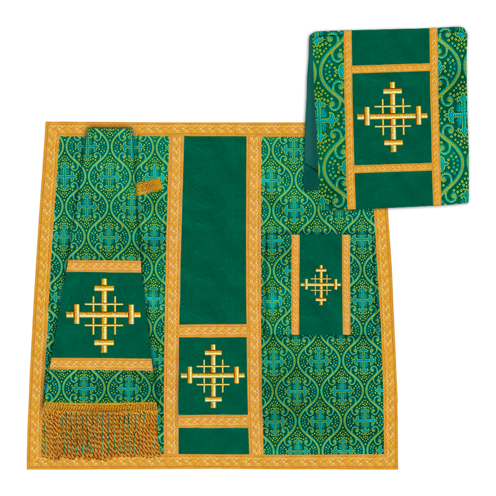 Gothic Chasuble Vestment with woven Braided Trims and Spiritual Motifs