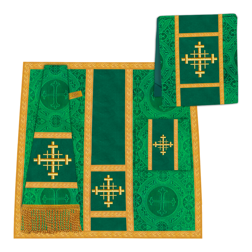 Gothic Chasuble Vestment with Braided Trims and Spiritual Motif