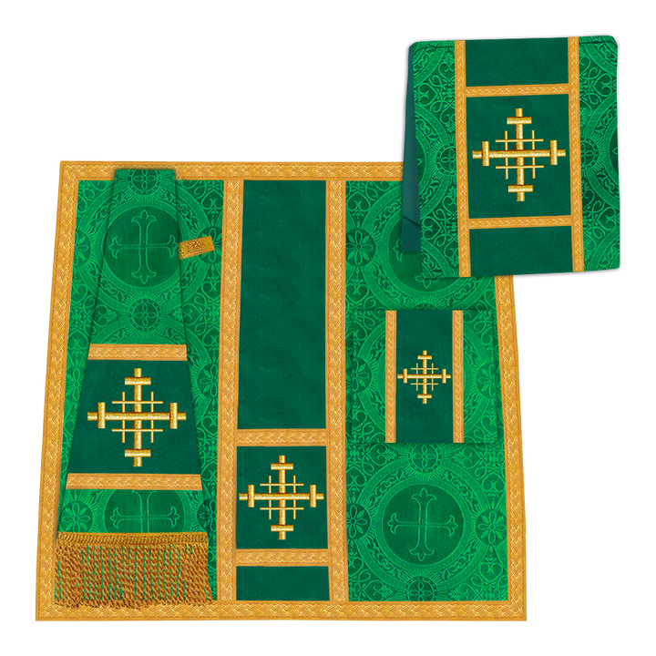 Gothic Chasuble Vestment with Braided Trims and Spiritual Motif