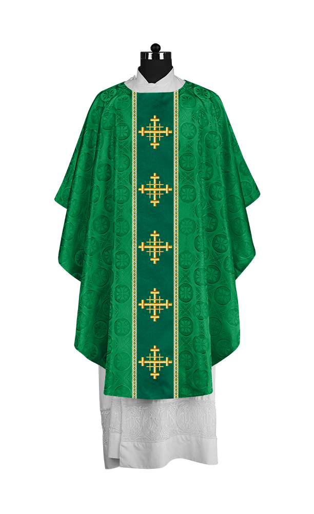 Liturgical Gothic Chasuble with Embroidered Cross Motif