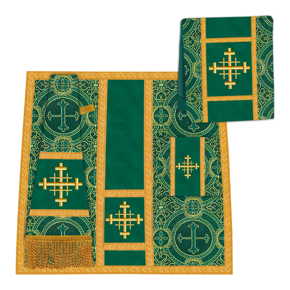 Gothic Chasuble Vestment with Braided Trims and Spiritual Motif