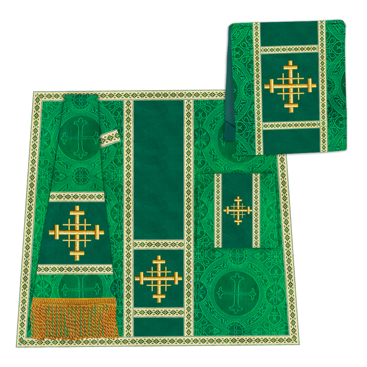 Gothic Chasuble Vestment with Embroidered Cross and Trims