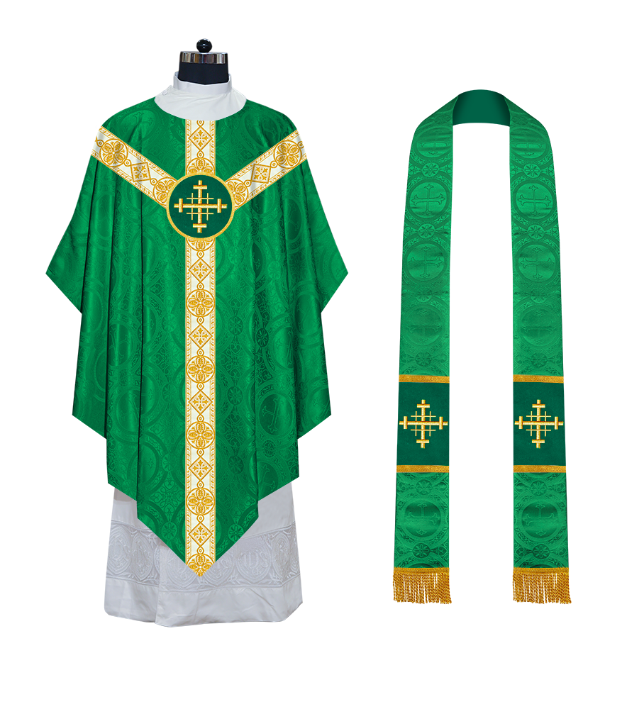 Traditional Pugin Style Chasuble Adorned with White Braids