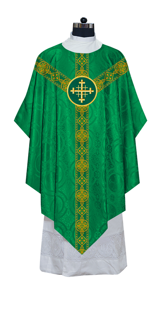 Liturgical Pugin Chasuble with Woven Designer Braided Orphrey