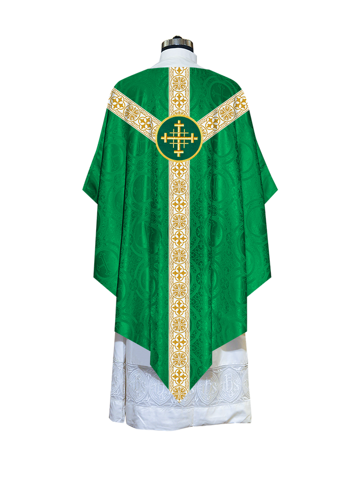 Traditional Pugin Style Chasuble Adorned with White Braids