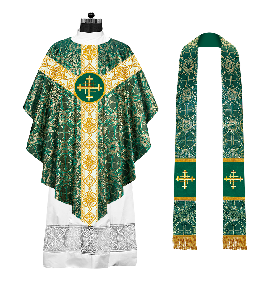 Pugin Style Chasuble with Embroidered Orphrey