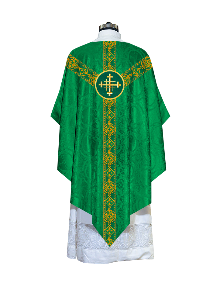 Liturgical Pugin Chasuble with Woven Designer Braided Orphrey