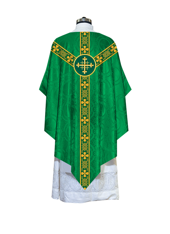 Liturgical Pugin Chasuble with Woven Designer Braided Orphrey