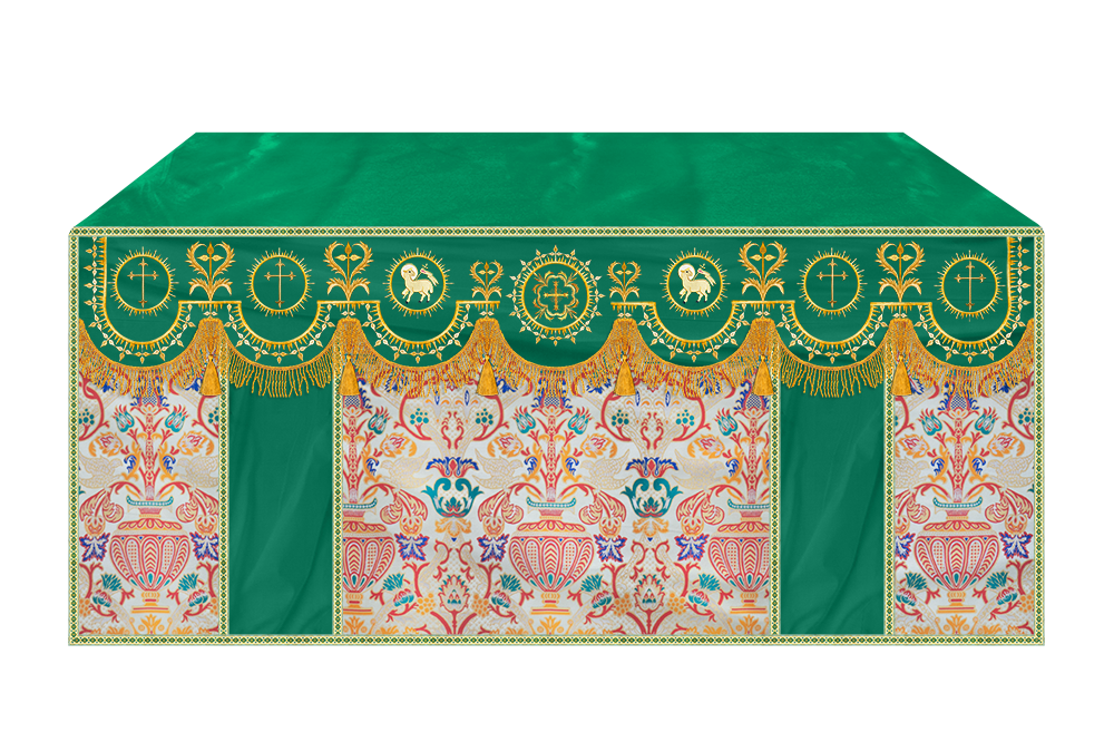 Tapestry Altar Cloth with Elegant Embroidered Trims