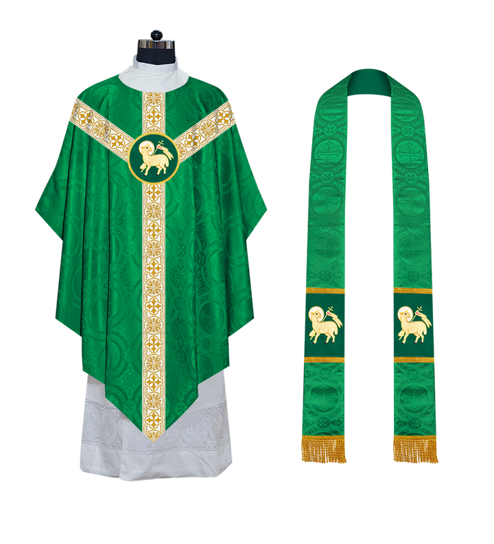 Traditional Pugin Style Chasuble Adorned with White Braids