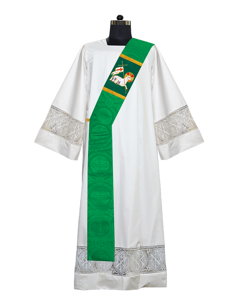 Deacon Stole with Embroidered Spiritual Lamb Motif