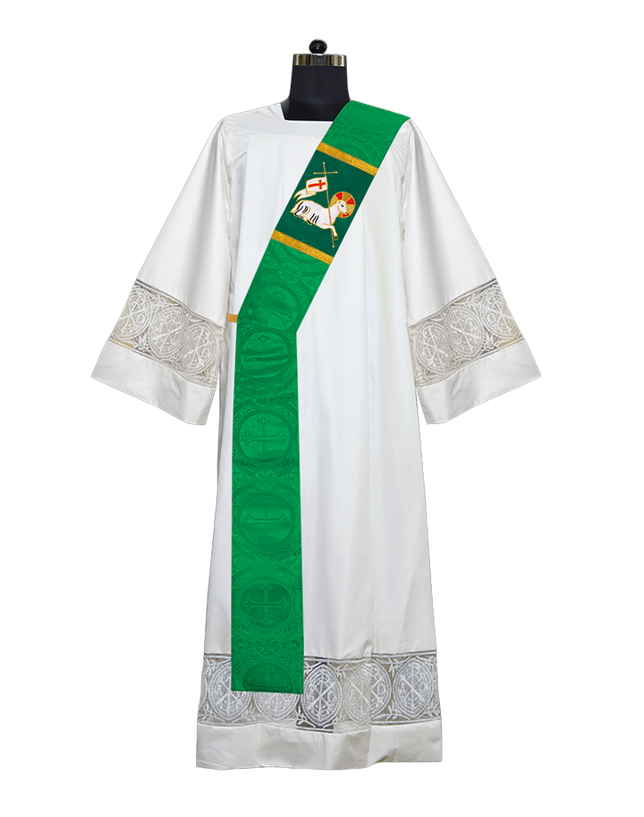 Deacon Stole with Embroidered Spiritual Lamb Motif