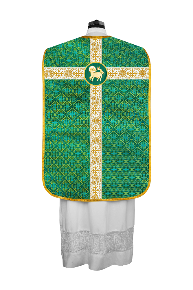 Casulla católica romana con motivo espiritual 