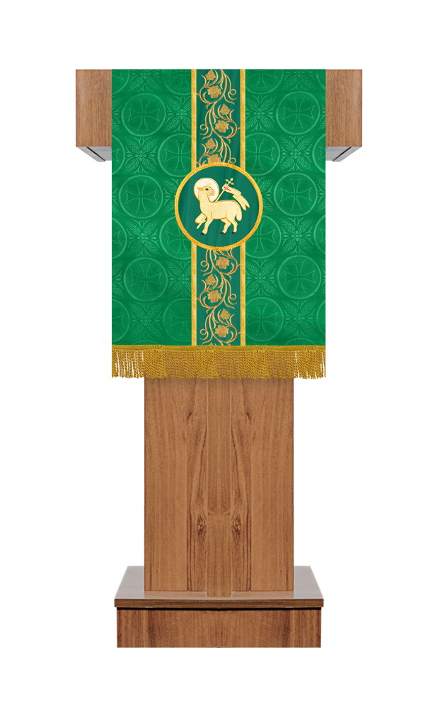 Embroidered Catholic Altar Cloth with Golden Braids