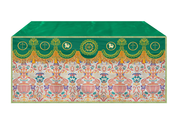 Embroidered Tapestry Altar Cloth with Ornate Orphrey