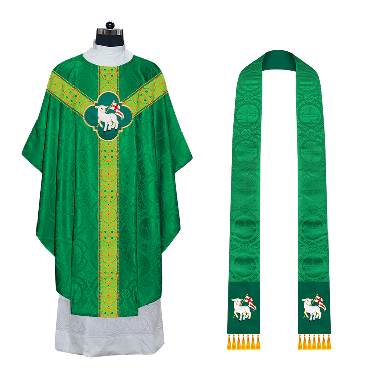 Gothic Chasuble Vestment with Y type braided orphrey