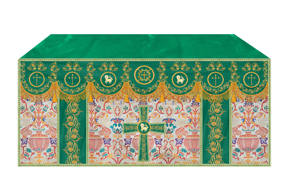 Tapestry  Altar Cloth with Liturgical Motif and Trims