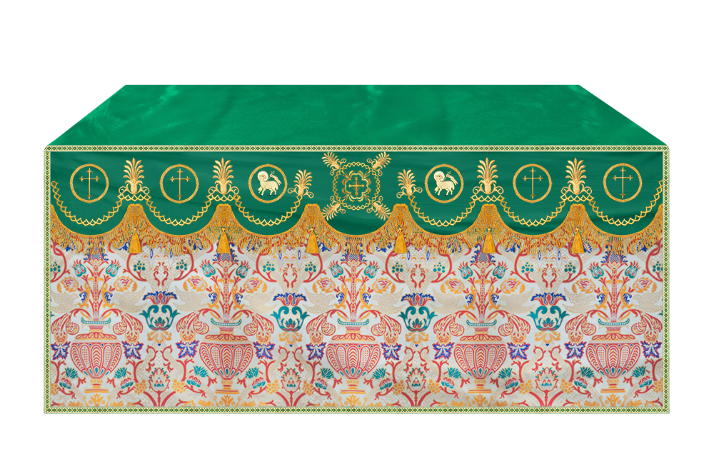 Coronation Tapestry Altar Table Cloth with Embroidered trims