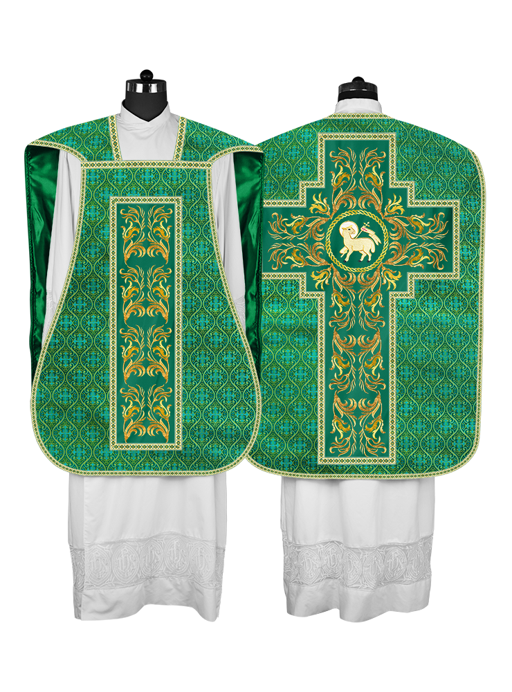 Roman Chasuble Vestment With Woven Braids and Trims