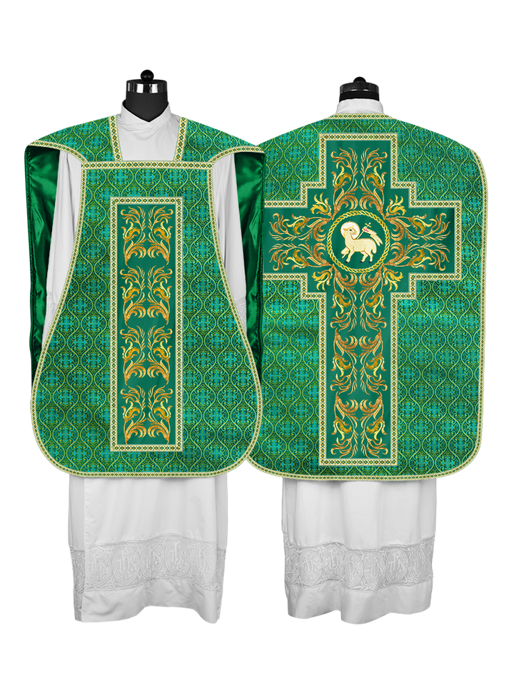 Roman Chasuble Vestment With Woven Braids and Trims
