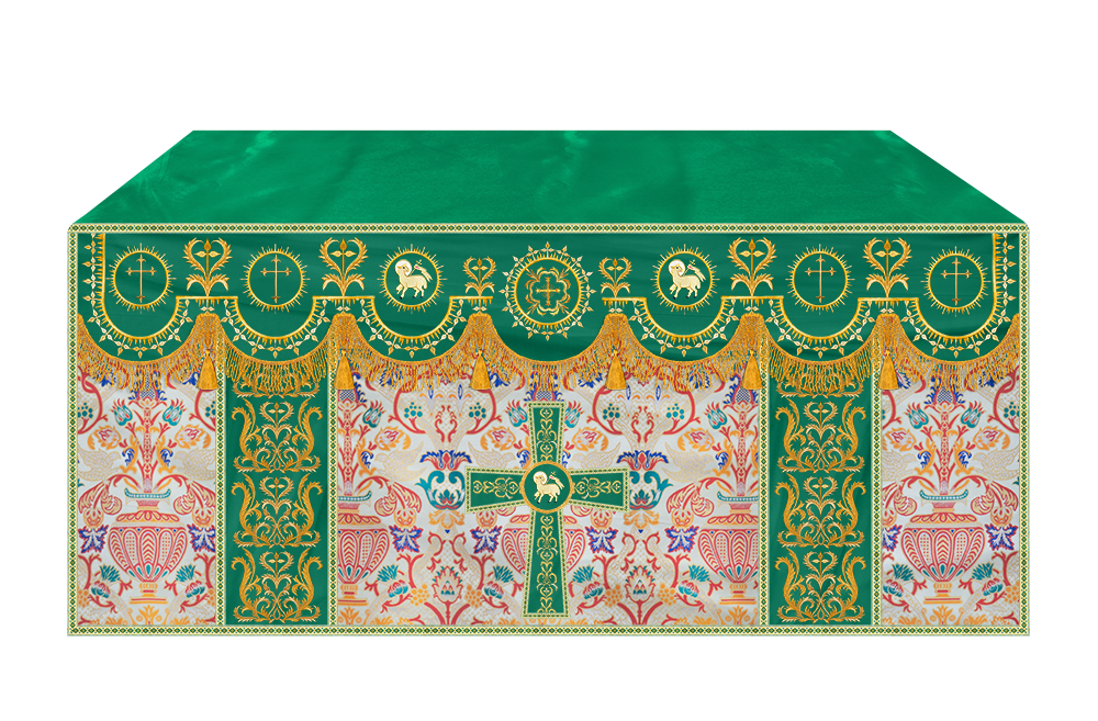 Tapestry Altar Cloth with Elegant Embroidered Trims