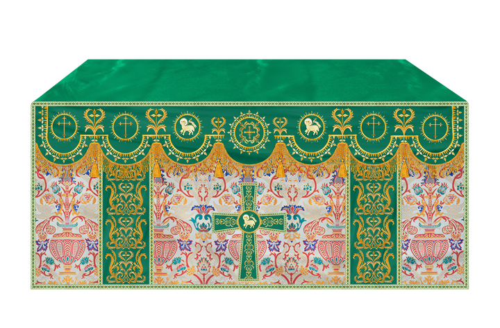 Tapestry Altar Cloth with Elegant Embroidered Trims