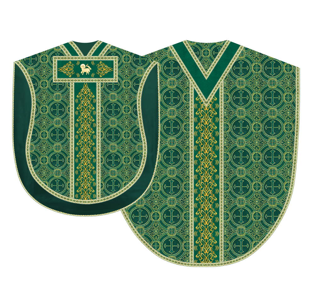 Borromean Chasuble Vestment With Braided Orphrey and Trims