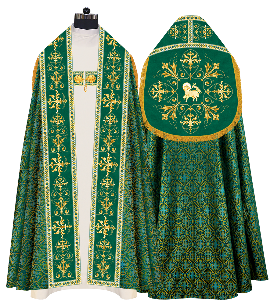 Embroidered Roman Cope Vestment with Braided Trims