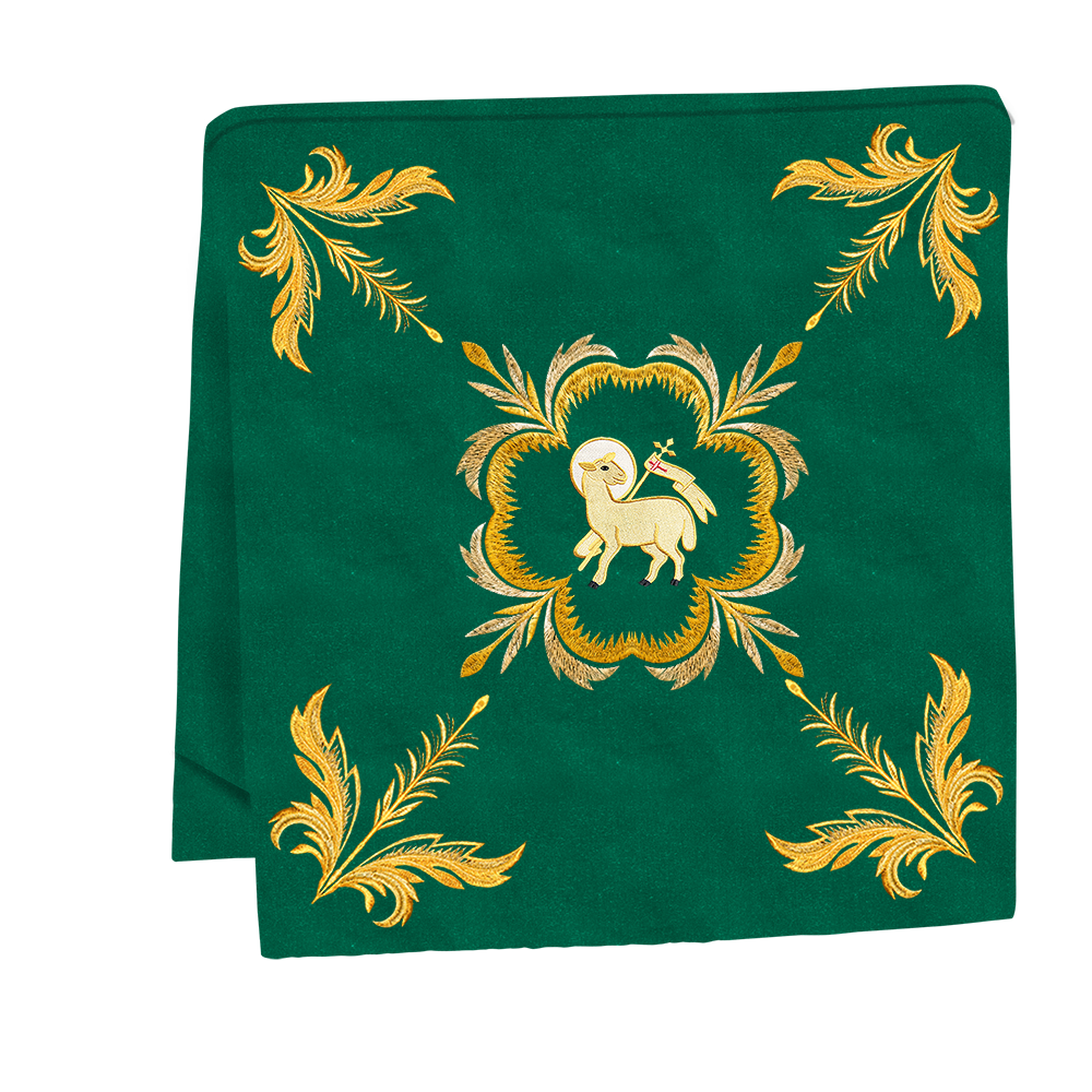 Altar Table Cloth with Fine Embroidered Trims & Spiritual Motifs