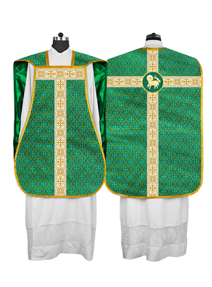 Casulla católica romana con motivo espiritual 