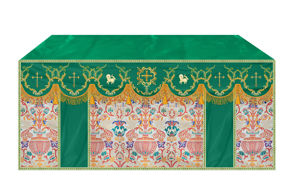 Liturgical Tapestry Altar Cloth with Detailed Embroidered Trims
