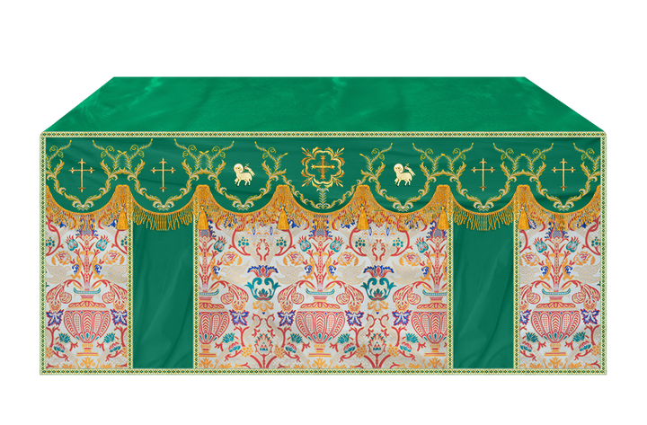 Liturgical Tapestry Altar Cloth with Detailed Embroidered Trims