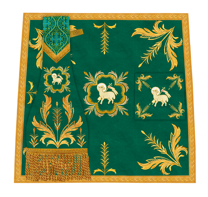 Set of Four Roman Chasuble with liturgical motifs