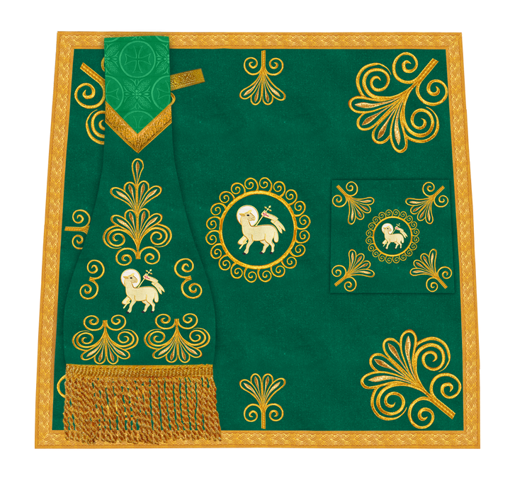 Traditional Altar Cloth Adorned with Embroidered Trims and Motif