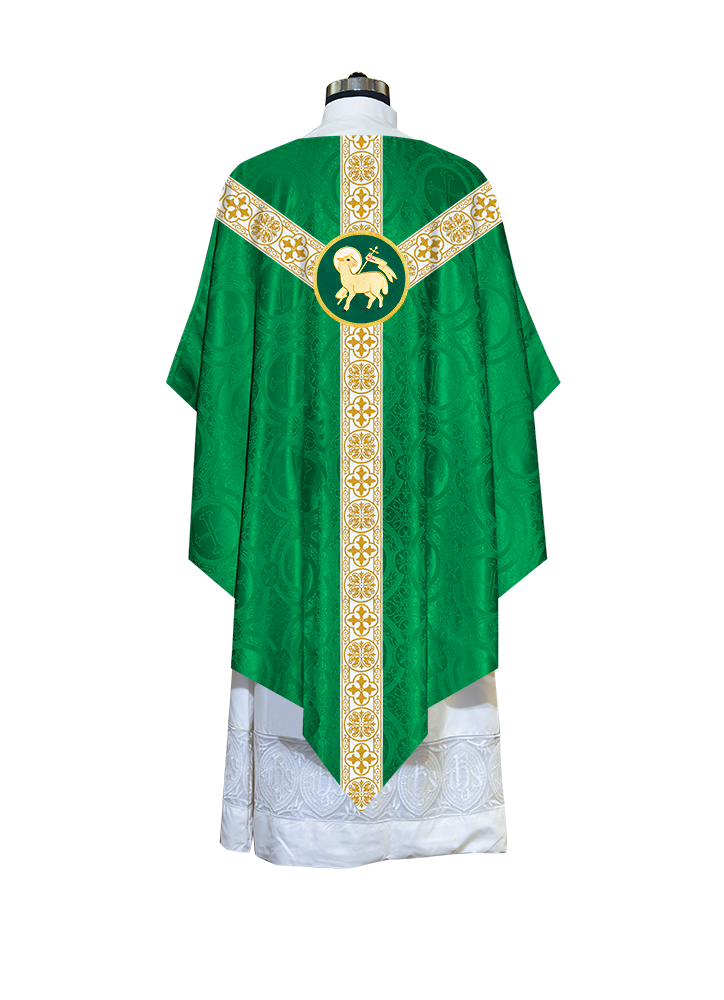 Traditional Pugin Style Chasuble Adorned with White Braids