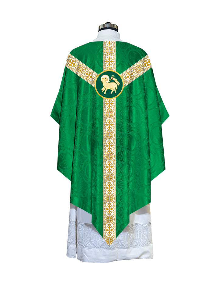 Traditional Pugin Style Chasuble Adorned with White Braids